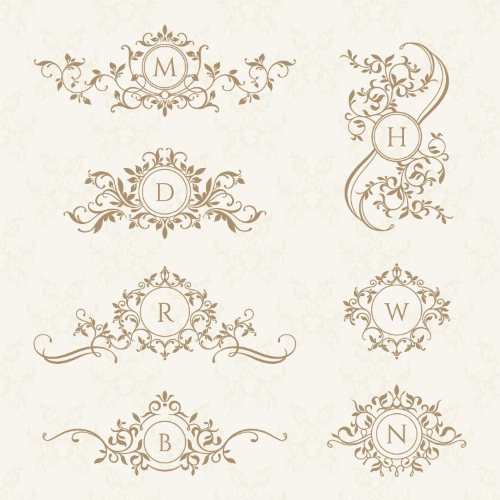 Floral Decorative Invitation Frames & Borders #1, 25xAI