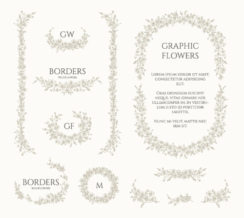 Floral Decorative Invitation Frames & Borders #1, 25xAI