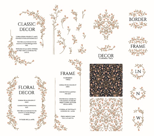 Floral Decorative Invitation Frames & Borders #1, 25xAI