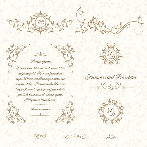 Floral Decorative Invitation Frames & Borders #1, 25xAI