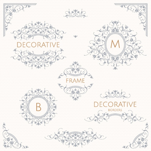 Floral Decorative Invitation Frames & Borders #1, 25xAI