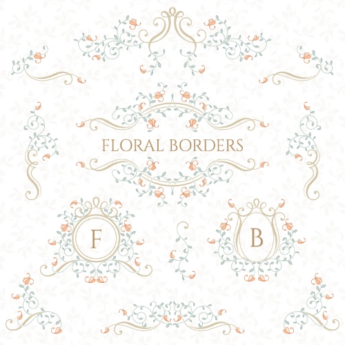 Floral Decorative Invitation Frames & Borders #1, 25xAI