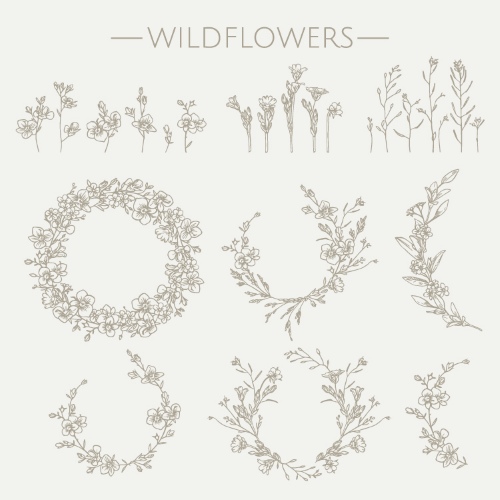 Floral Decorative Invitation Frames & Borders #1, 25xAI