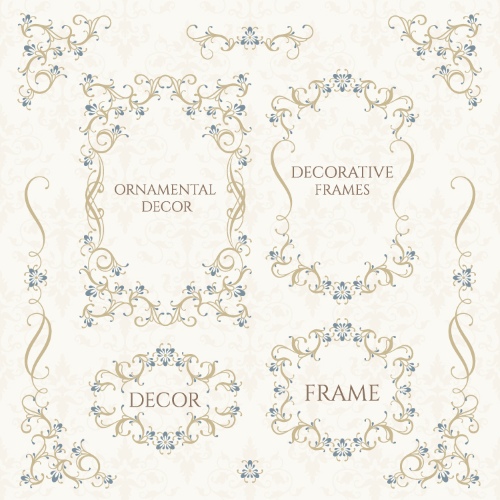 Floral Decorative Invitation Frames & Borders #1, 25xAI