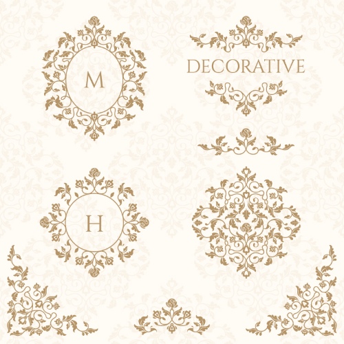 Floral Decorative Invitation Frames & Borders #1, 25xAI