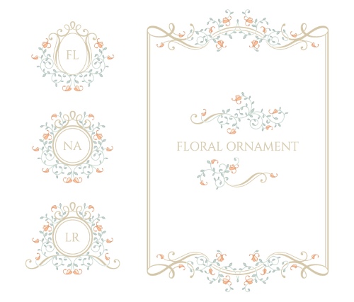 Floral Decorative Invitation Frames & Borders #1, 25xAI