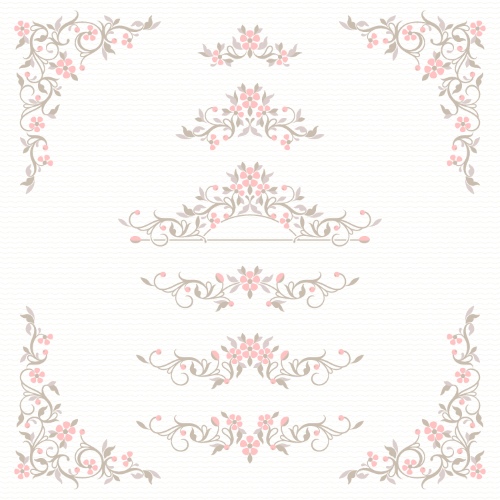 Floral Decorative Invitation Frames & Borders #1, 25xAI