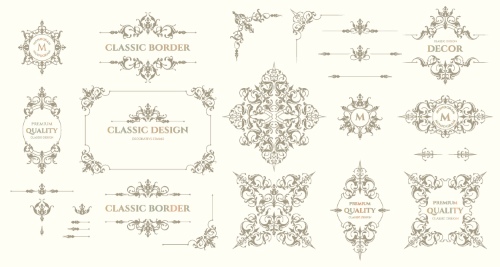 Floral Decorative Invitation Frames & Borders #1, 25xAI