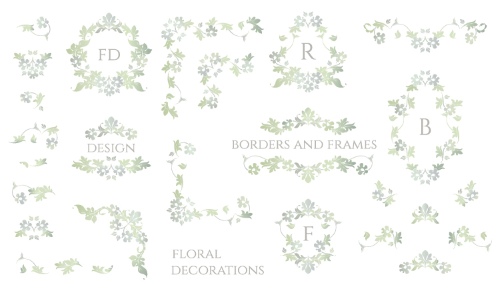Floral Decorative Invitation Frames & Borders #1, 25xAI