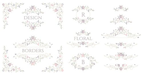 Floral Decorative Invitation Frames & Borders #1, 25xAI