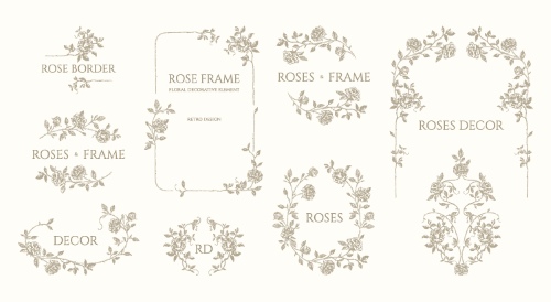 Floral Decorative Invitation Frames & Borders #1, 25xAI