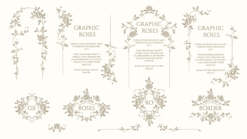 Floral Decorative Invitation Frames & Borders #1, 25xAI