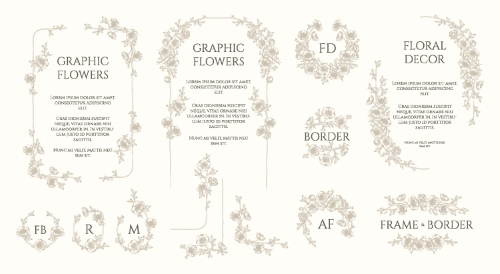 Floral Decorative Invitation Frames & Borders #2, 25xAI