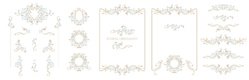 Floral Decorative Invitation Frames & Borders #2, 25xAI