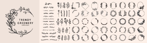 Floral Decorative Invitation Frames & Borders #2, 25xAI