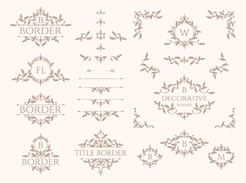 Floral Decorative Invitation Frames & Borders #2, 25xAI