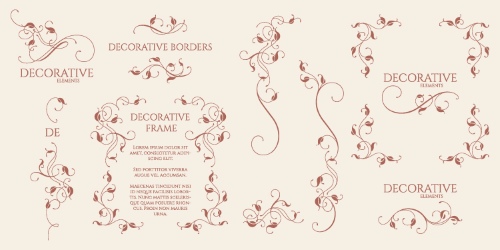 Floral Decorative Invitation Frames & Borders #2, 25xAI