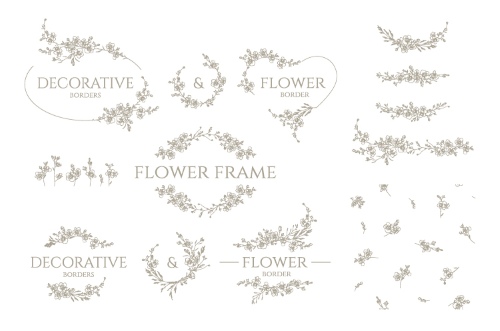 Floral Decorative Invitation Frames & Borders #2, 25xAI