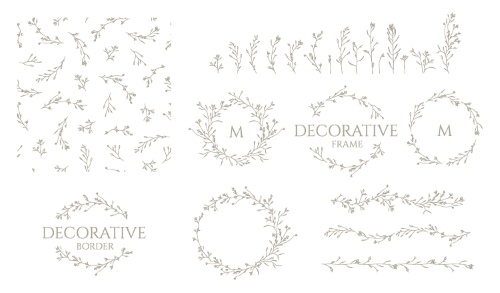 Floral Decorative Invitation Frames & Borders #2, 25xAI