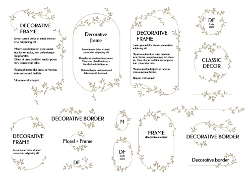 Floral Decorative Invitation Frames & Borders #2, 25xAI