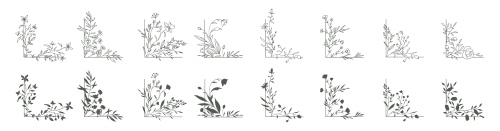 Floral Decorative Invitation Frames & Borders #2, 25xAI