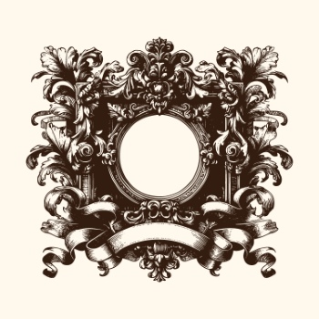 Vintage Baroque Victorian Frames with Ribbons 28xAI