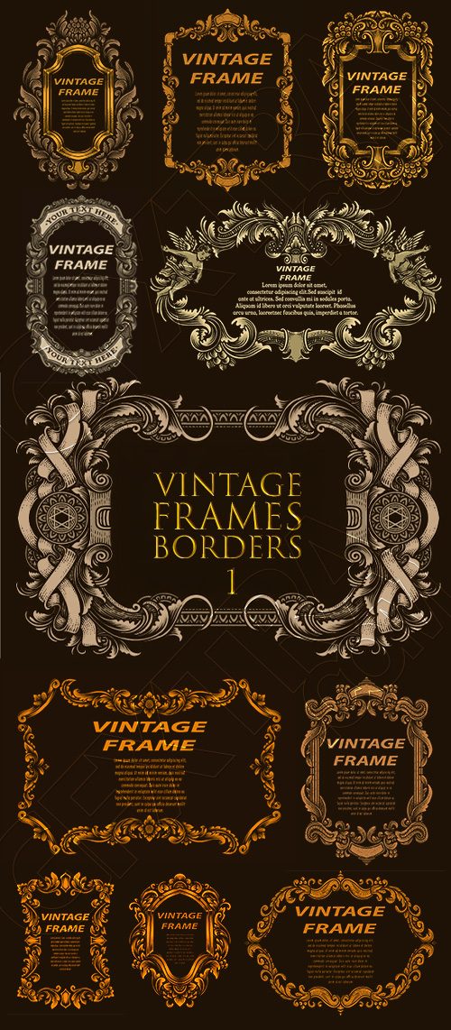 Vintage Frames & Borders #1, 33xAI