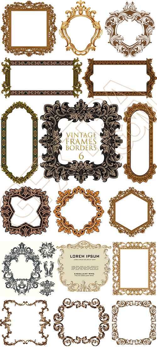 Vintage Frames & Borders #6, 25xAI