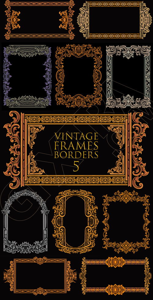 Vintage Frames & Borders #5, 25xAI