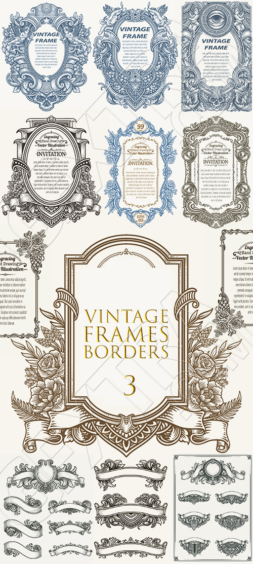 Vintage Frames & Borders #3, 30xAI