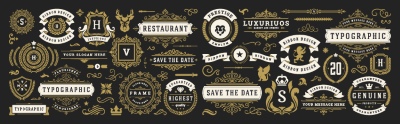 Vintage Typographic Ornamental Design Elements #1, 26xAI