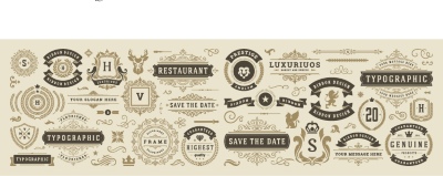 Vintage Typographic Ornamental Design Elements #1, 26xAI