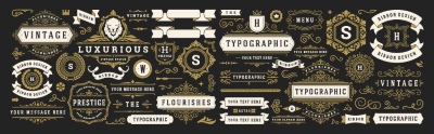 Vintage Typographic Ornamental Design Elements #1, 26xAI