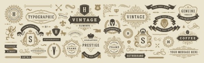 Vintage Typographic Ornamental Design Elements #1, 26xAI