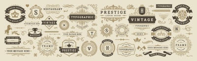 Vintage Typographic Ornamental Design Elements #1, 26xAI