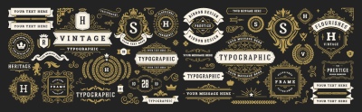 Vintage Typographic Ornamental Design Elements #1, 26xAI