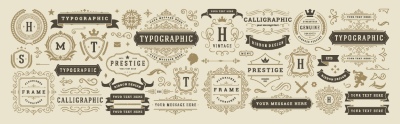 Vintage Typographic Ornamental Design Elements #1, 26xAI