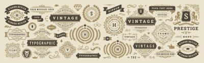 Vintage Typographic Ornamental Design Elements #1, 26xAI