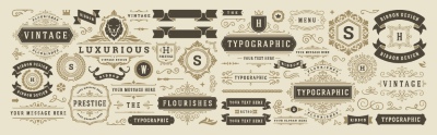 Vintage Typographic Ornamental Design Elements #1, 26xAI