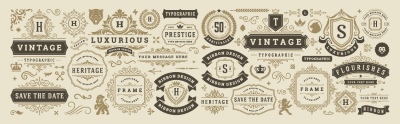 Vintage Typographic Ornamental Design Elements #1, 26xAI