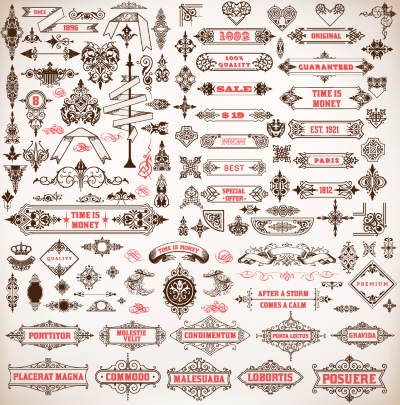 Vintage Typographic Ornamental Design Elements #2, 25xAI