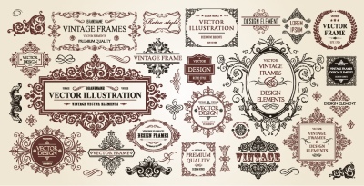 Vintage Typographic Ornamental Design Elements #2, 25xAI