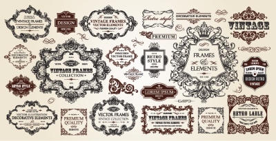 Vintage Typographic Ornamental Design Elements #2, 25xAI