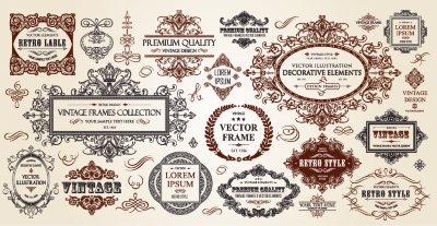 Vintage Typographic Ornamental Design Elements #2, 25xAI