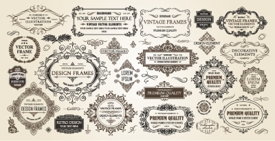 Vintage Typographic Ornamental Design Elements #2, 25xAI