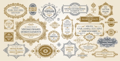 Vintage Typographic Ornamental Design Elements #2, 25xAI