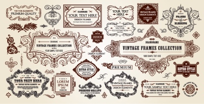 Vintage Typographic Ornamental Design Elements #2, 25xAI