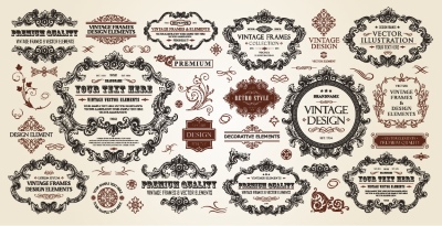 Vintage Typographic Ornamental Design Elements #2, 25xAI