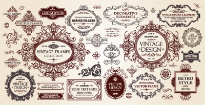 Vintage Typographic Ornamental Design Elements #2, 25xAI