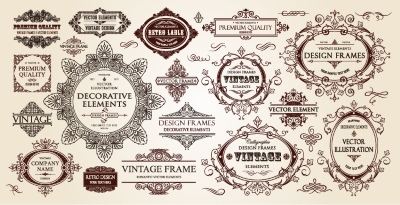 Vintage Typographic Ornamental Design Elements #2, 25xAI